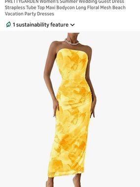 Pretty Garden Strapless Tube Top Maxi Floral Mesh Dress in shades of yellow